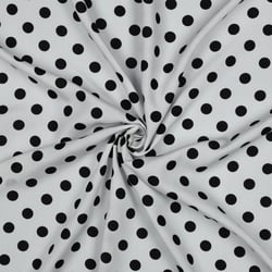 Tissu Viscose imprimé Inès petits pois Noir sur fond Blanc cassé