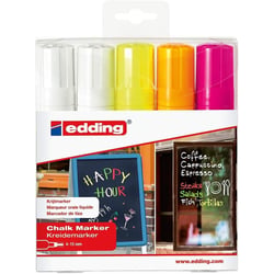 Lot de 5 marqueurs craie liquide pointe ogive 4-15 mm - EDDING - Assortiment multicolore