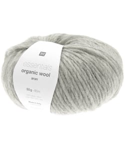 Pelote de laine à tricoter Essentials Organic Wool Aran - Rico Design 04 Gris