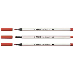 Lot de 3 feutres pinceaux - STABILO - Pen 68 brush - Rouge carmin