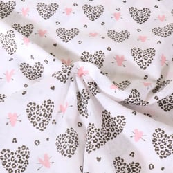 Tissu Popeline de Coton légère Coeurs sur fond Blanc