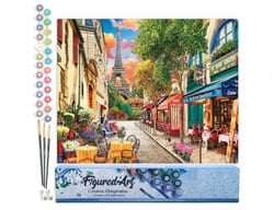 Peinture par Numéro Figured'Art - Ruelle à paris - Kit de Loisir Créatif DIY Numéro d'Art Complet - 40x50cm sans châssis en bois