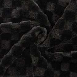 Tissu Fausse fourrure à carreaux Noir