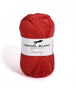 Pelote de coton à tricoter SUNNY UNI - Cheval blanc - PPSC 04 Rouge