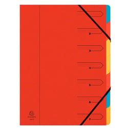 Trieur agrafé avec élastiques 7 compartiments - Rouge - x 12 - Exacompta