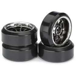 4 roues Drift AV/ARR LP 9 battons/Profile C" noir/chromé 1/10 - Absima 2510045"