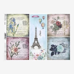 1 feuille de papier de riz 21 x 29,7 cm Itd Collection VINTAGE PARIS FLEUR 1124