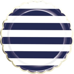 8 Assiettes Festonnées Marinière et Or