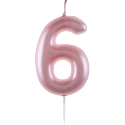 Bougie Chiffre 6 - Rose Pastel