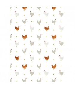 Tissu coton poules de 135 cm de largeur Blanc vendu par 50 cm
