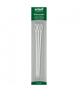 Aiguilles à laine en plastique X 3 de 15 cm - Grundl Ecru