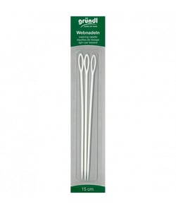Aiguilles à laine en plastique X 3 de 15 cm - Grundl Ecru