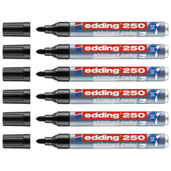 Lot de 6 marqueurs pour tableau blanc - EDDING - Noir - Pointe ronde 1,5-3 mm