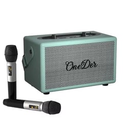 Enceinte Bluetooth Extérieure Sans Fil Avec Karaoké Et Deux Micros Orange Bleu Clair YONIS