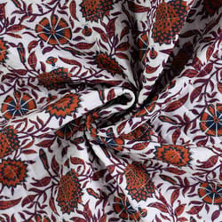 Tissu Coton Matelassé réversible Joy fleurs Rouge sur fond Blanc cassé