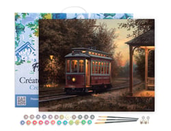 Peinture par Numéro Figured'Art avec Cadre - Gare de tramway - Kit de Loisir Créatif DIY Numéro d'Art Complet - 40x50cm toile tendue sur châssis