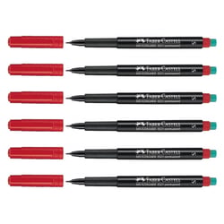 Lot de 6 marqueurs permanents pointe super fine - FABER-CASTELL - Rouge