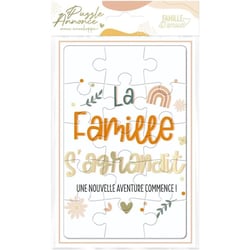Carte puzzle - Annonce naissance originale - La famille s'agrandit - 15x10cm