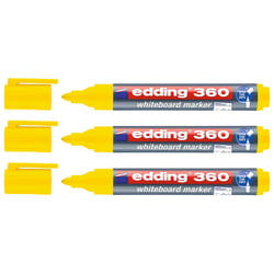 Lot de 3 marqueurs pour tableaux blancs - EDDING - Jaune - Pointe ronde 1,5-3 mm