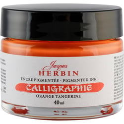 Encre de calligraphie pigmentée - Orange tangerine - Jacques Herbin - Flacon 40ml