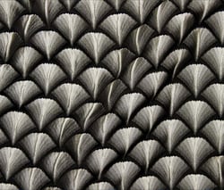 Tissu Jacquard d'habillement Éventails gaufrés blanc sur fond Noir