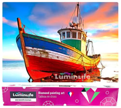 Diamond Painting Broderie Diamant LUMINLIFE 70x50cm, 5D, diamants ronds - Bateau de pêche