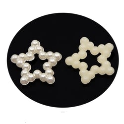 50 perles cabochon forme étoile acrylique Beige Nacré Diamètre 11 mm - création diy