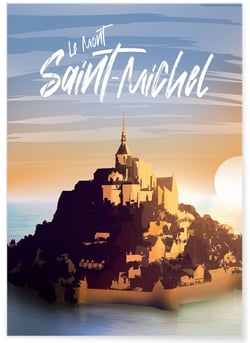 Affiche ville Mont-Saint-Michel | A3 : 29,7x42cm