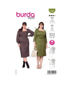 Patron Burda 5966 - Robe avec variantes, encolure carrée et coutures de découpe du 46 au 56 (FR)