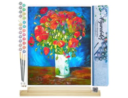 Peinture par Numéro Figured'Art - Vase avec Coquelicots - Van Gogh - Kit de Loisir Créatif DIY Numéro d'Art Complet - 40x50cm toile roulée + châssis en bois à monter