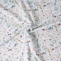 Tissu Coton imprimé Natobugs sur fond Blanc - Au mètre
