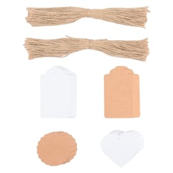 Étiquettes cadeaux et festonnées Florence - Papier kraft - M20829 - Blanc, marron