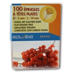 100 Épingles À Tête Plate Solveig Orange