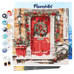 Mini Peinture par Numéro Figured'Art 20x20cm avec cadre Porte Rouge - Petit Format