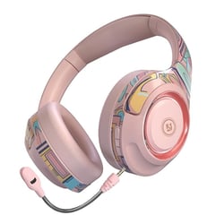 Casque Audio Gamer Sans Fil Rose Avec Lumières Ambiance Et Longue Autonomie YONIS
