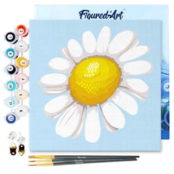 Mini Peinture par Numéro Figured'Art 20x20cm avec cadre Jolie Marguerite - Petit Format