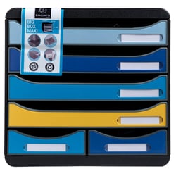 Module de classement Big Box Maxi 6 tiroirs Bee Blue - Couleurs assorties - Exacompta