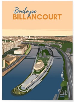 Affiche ville Boulogne-Billancourt | A3 : 29,7x42cm