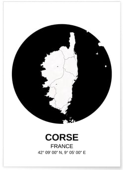Affiche Carte Corse | A3 : 29,7x42cm