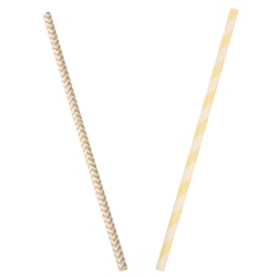 Pailles en papier conviennent p.aliments, rayé beige, 25 pièces