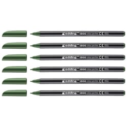 Lot de 6 feutres de coloriage pointe fine 1 mm - EDDING - Vert olive - 1200