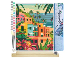Peinture par Numéro Figured'Art - Ville côtière marocaine - Kit de Loisir Créatif DIY Numéro d'Art Complet - 40x50cm toile roulée + châssis en bois à monter