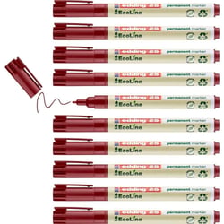 Lot de 10 marqueurs permanents - EDDING - EcoLine 25 - Pointe ronde 1 mm - Rouge