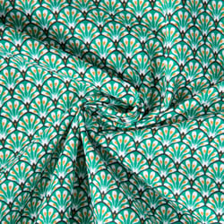Tissu Coton imprimé Arty éventails Gaudi sur fond Vert