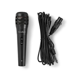 Nedis Microphone Cardioïde Filaire avec Câble Détachable et Interrupteur Noir