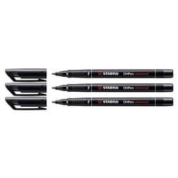 Lot de 3 feutres permanents pointe fine 0,7 mm - STABILO - OHPen - Noir