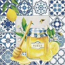 4 serviettes en papier découpage collage 33 cm MIEL CITRON ABEILLE FR 109