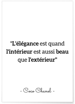 Affiche Coco Chanel : 'L'élégance est quand...' | A3 : 29,7x42cm
