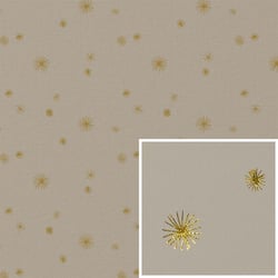 Tissu Canvas effet Lin Etoiles dorées sur fond Naturel