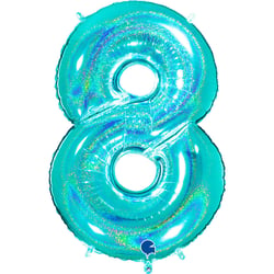 Ballon Géant Chiffre 8 Holographique Tiffany (102 cm)
